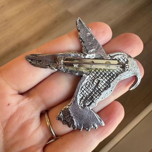 Vintage 1980’s Sheridan Fine Pewter Brooch Hummingbird Handcrafted Pin Pewter - Picture 3 of 3